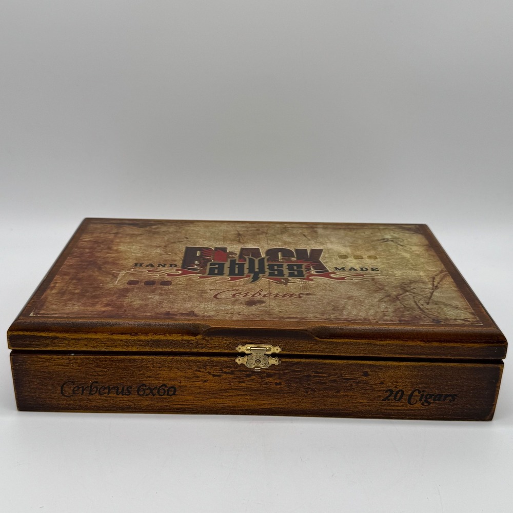 Rare Black Abyss Cerberus Cigar Box Empty Wood Tabacalera Palma Dominican Stash